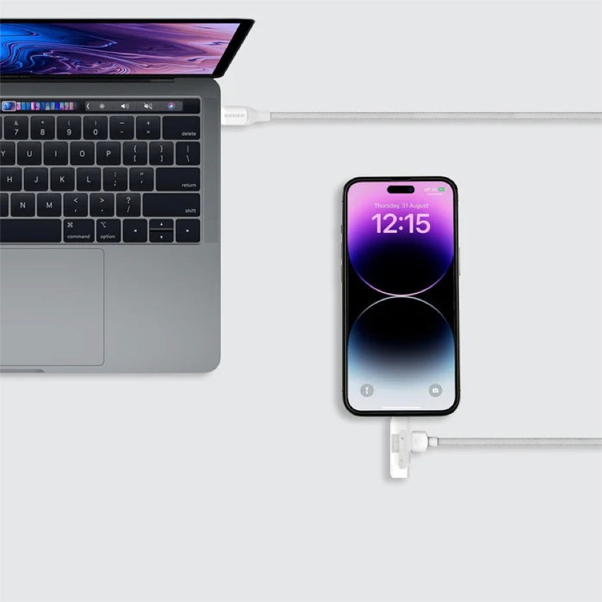 Momax 1-Link Flow Duo 2-in-1 USB-C to USB-C + Lightning (1.5m) Charging + Data Cable  (Braided - TPE + Nylon) - White