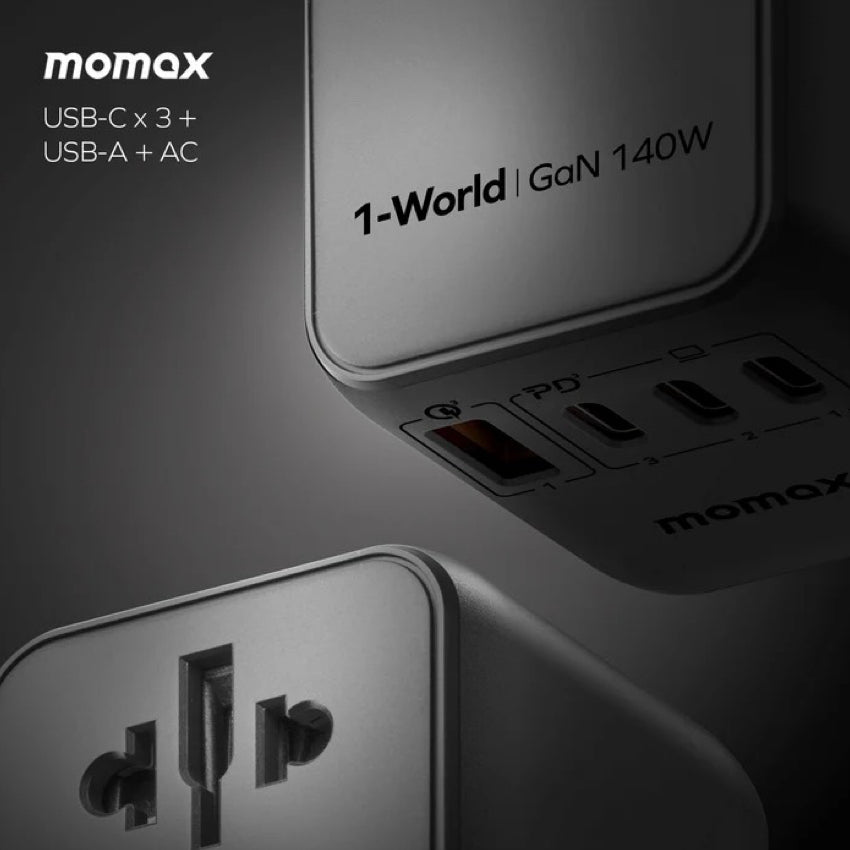 MOMAX 1-World 120W GaN 4-port + AC travel adapter