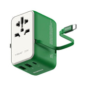 Momax 1-World+ 3-Port Travel Charger Built-In USB-C Cable 25W - Green