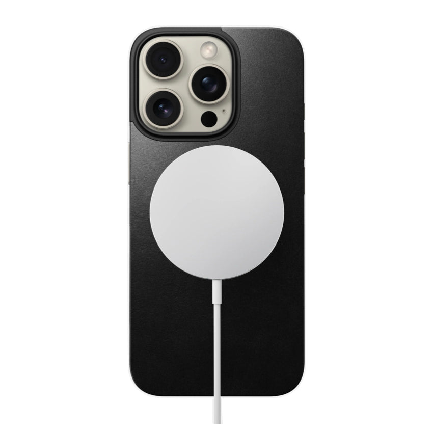 iPhone 16 Pro Case Nomad Magnetic Leather Horween - Black