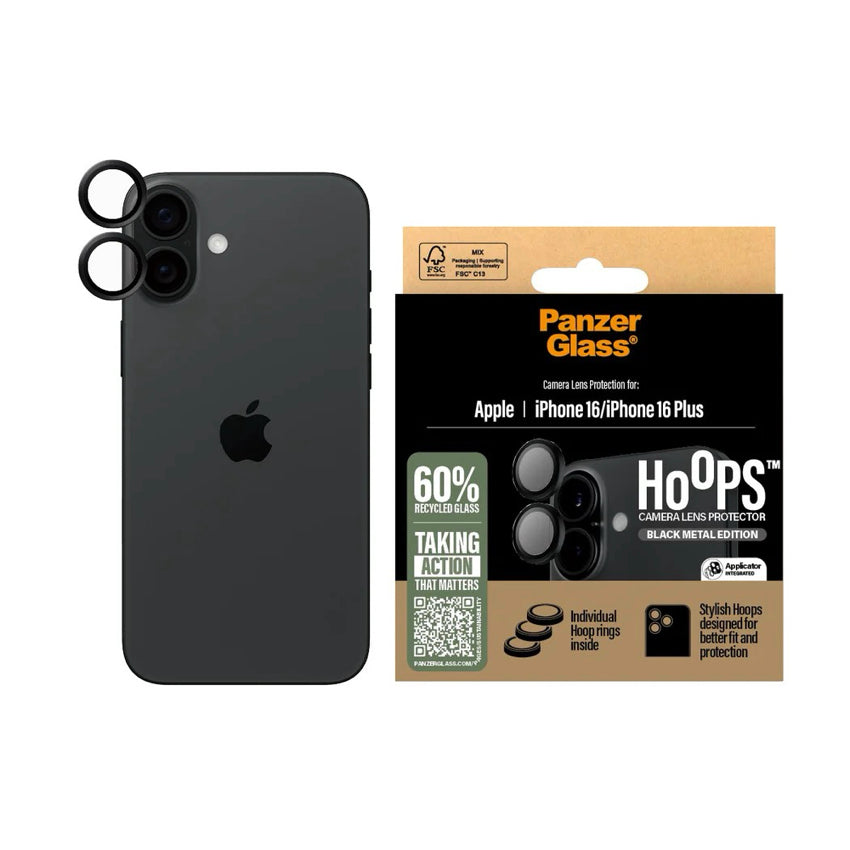 iPhone 16/16 Plus Film PanzerGlass Hoops Black Lens Protector
