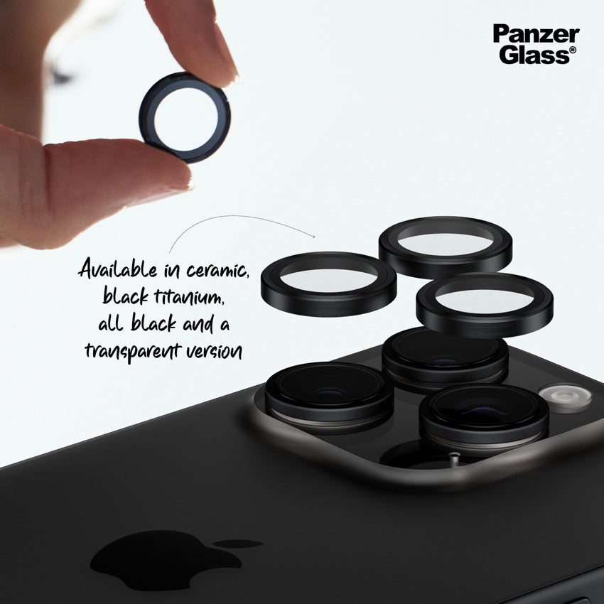 iPhone 16 Pro/16 Pro Max Film PanzerGlass Hoops Black Lens Protector