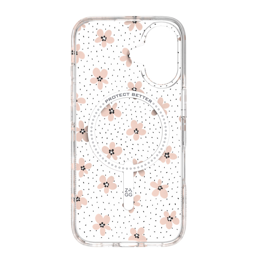 iPhone 16 Case Zagg Milan Snap - Floral Pink Daisies