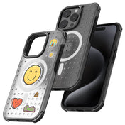 Pinit Mag Case with Pin Pack for iPhone 15 Pro - Dynamic/Clear/Black Bumper/Emoji1