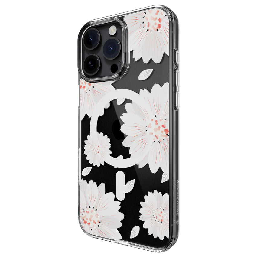 SWITCHEASY Pattern MagSafe case for iPhone 16 Pro Max - White Flower