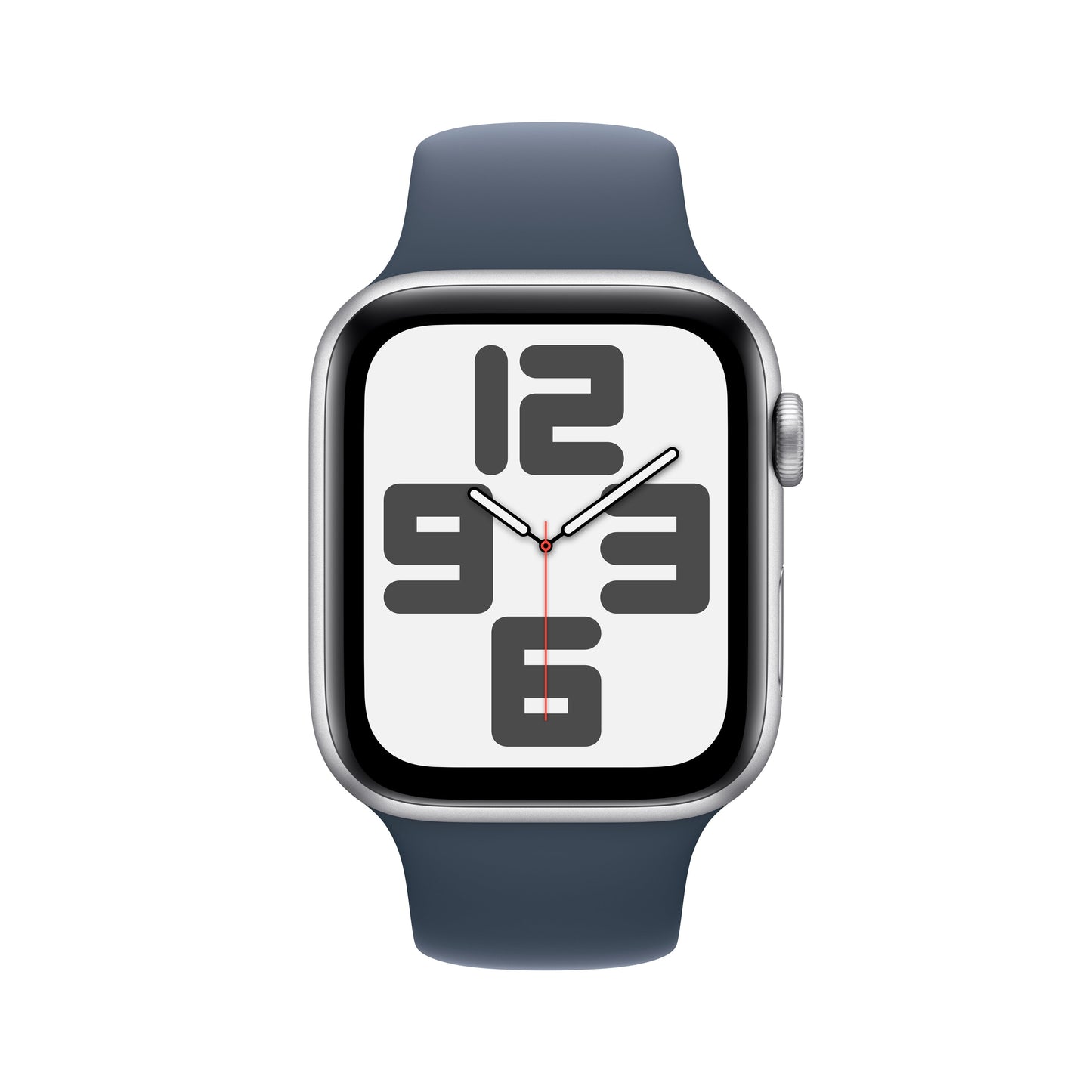 Apple Watch SE GPS 44mm Silver Aluminum Case with Storm Blue Sport Band - S/M