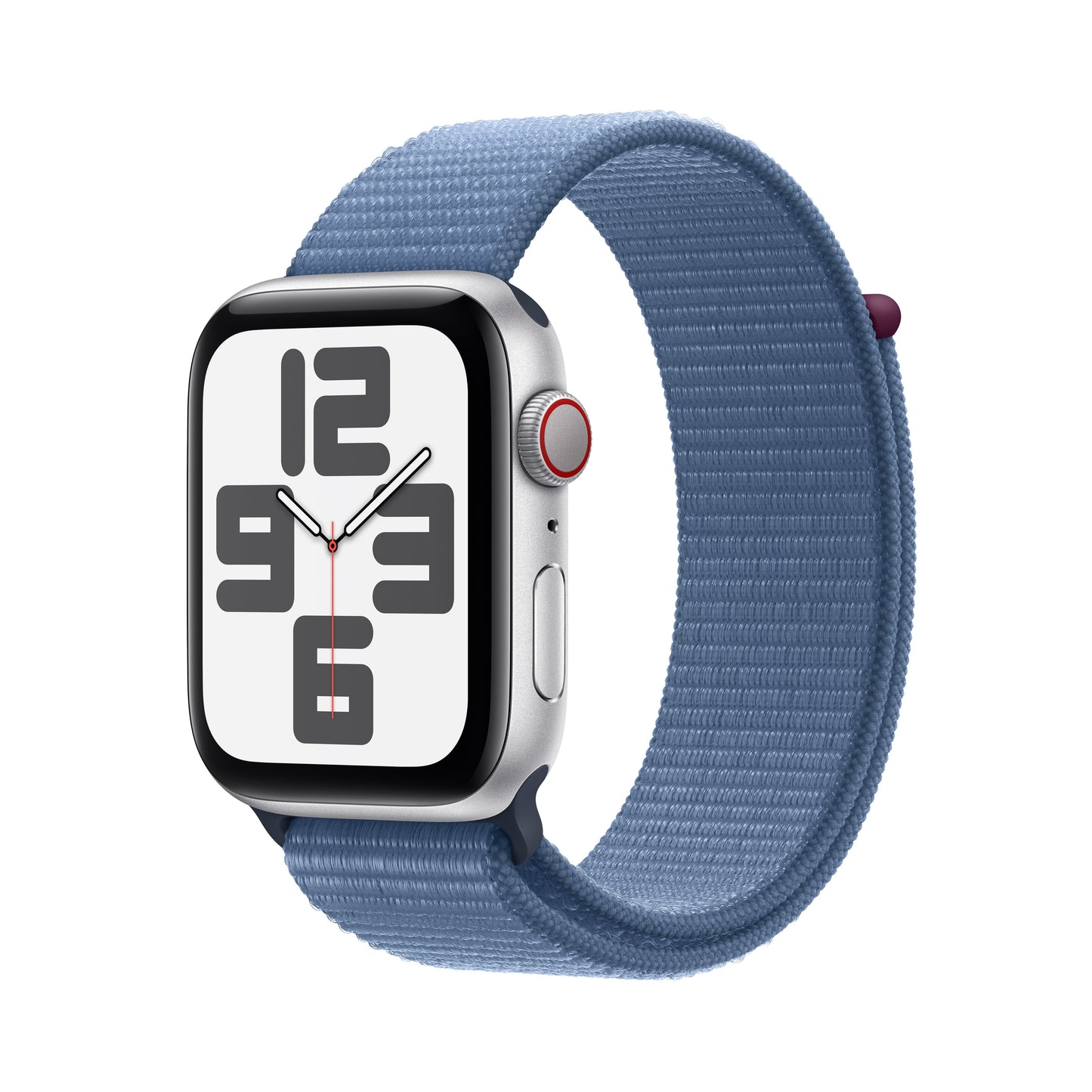 Apple Watch SE GPS + Cellular 44mm Silver Aluminum Case with Winter Blue Sport Loop