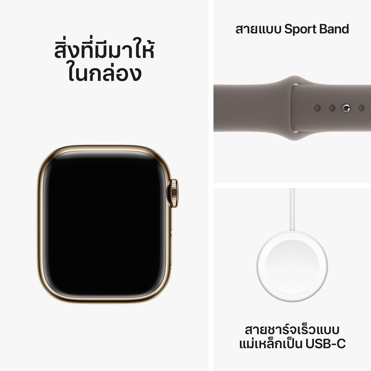 Apple Watch Series 9 GPS + Cellular 41mm Gold Stainless Steel Case with Clay Sport Band - M/L