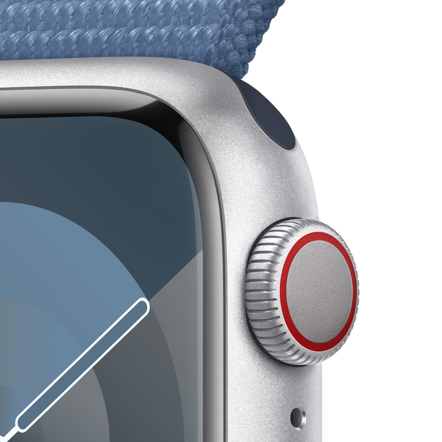 Apple Watch Series 9 GPS + Cellular 41mm Silver Aluminum Case with Winter Blue Sport Loop