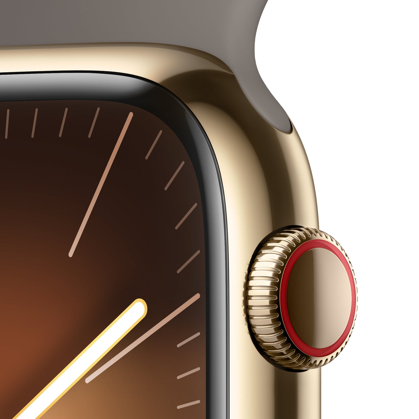 Apple Watch Series 9 GPS + Cellular 45mm Gold Stainless Steel Case with Clay Sport Band - S/M
