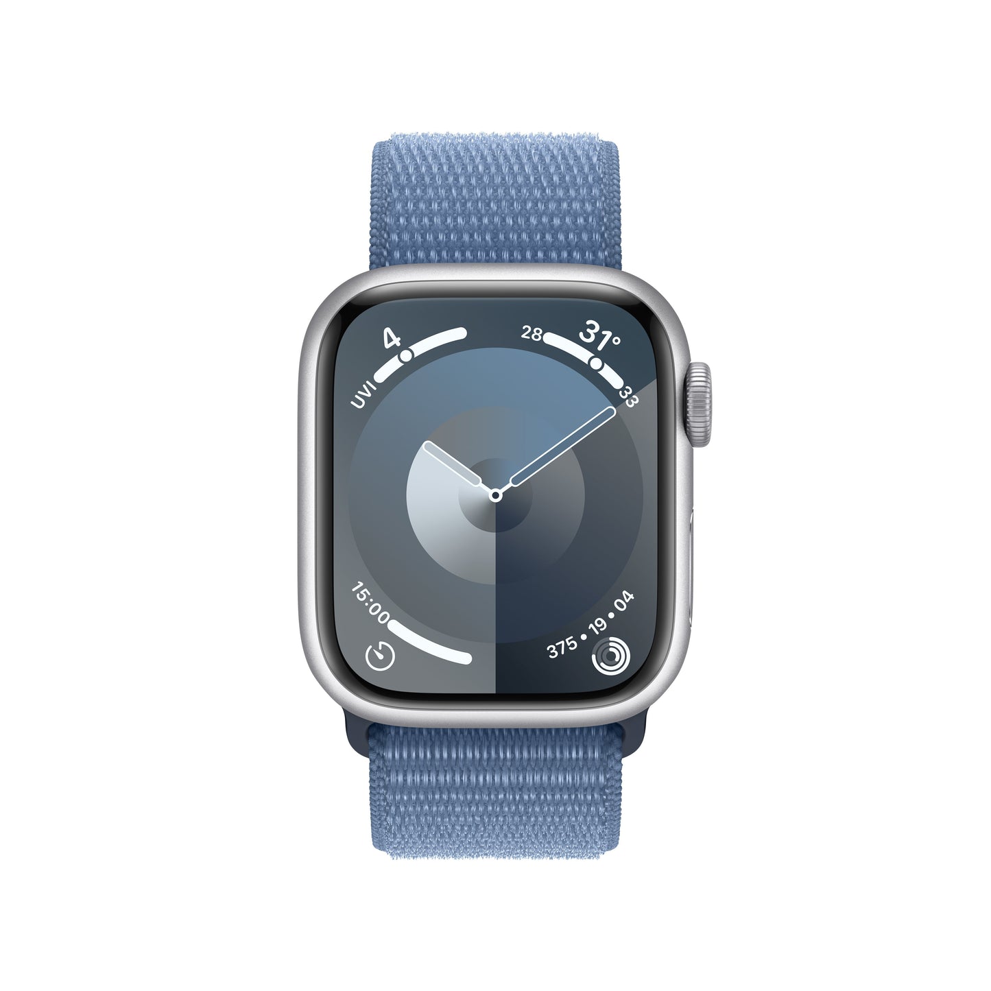Apple Watch Series 9 GPS 41mm Silver Aluminum Case with Winter Blue Sport Loop