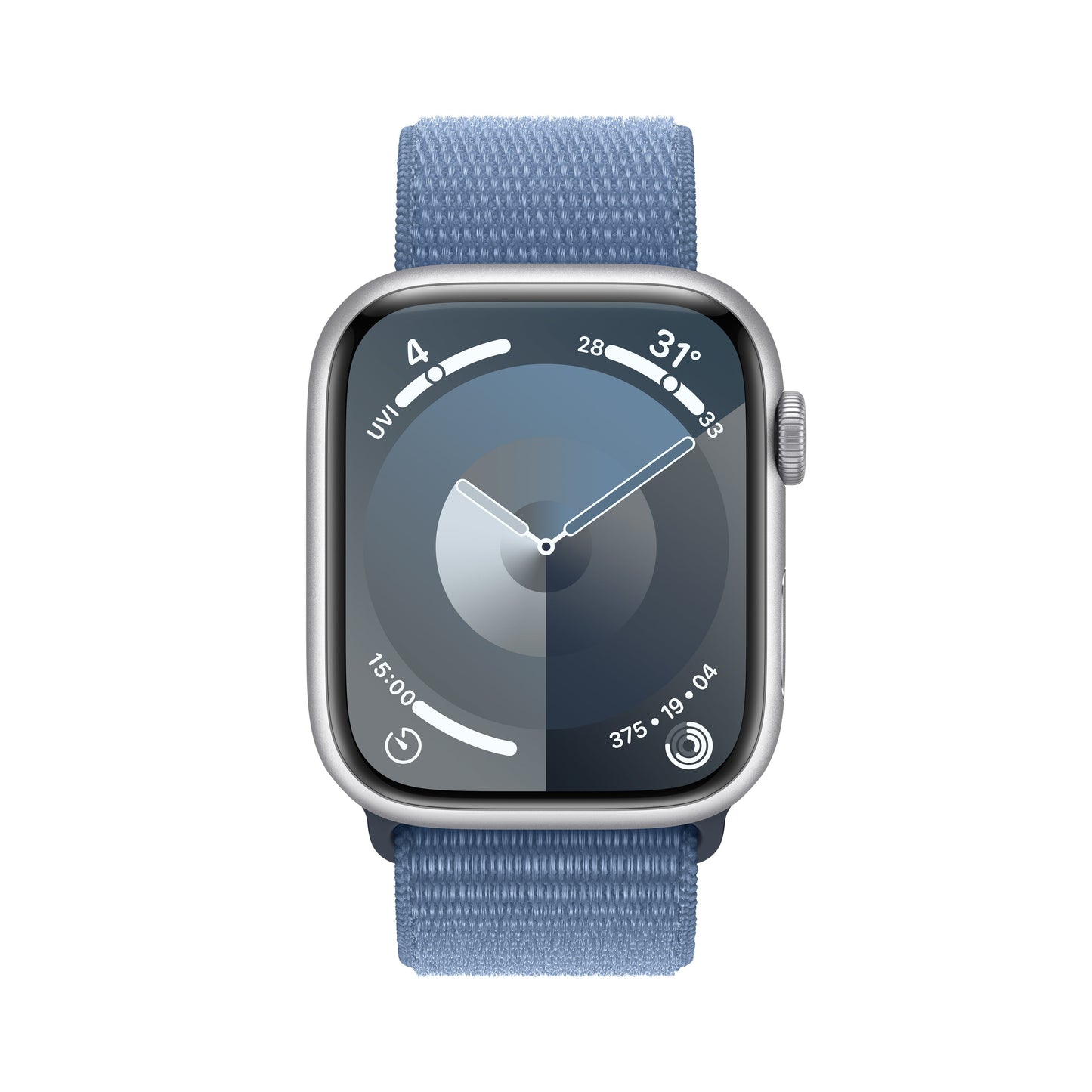 Apple Watch Series 9 GPS 45mm Silver Aluminum Case with Winter Blue Sport Loop