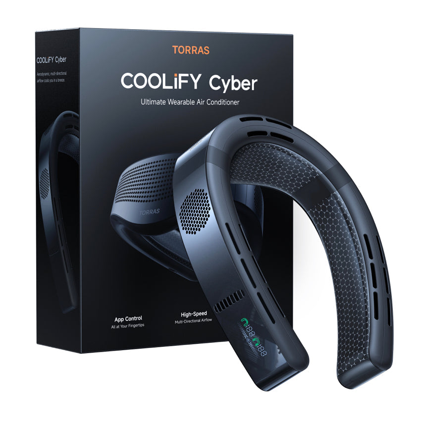 พัดลมคล้องคอ Torras Coolify Cyber สี Black คลายร้อน เย็นสบาย จากแบรนด์ TORRAS