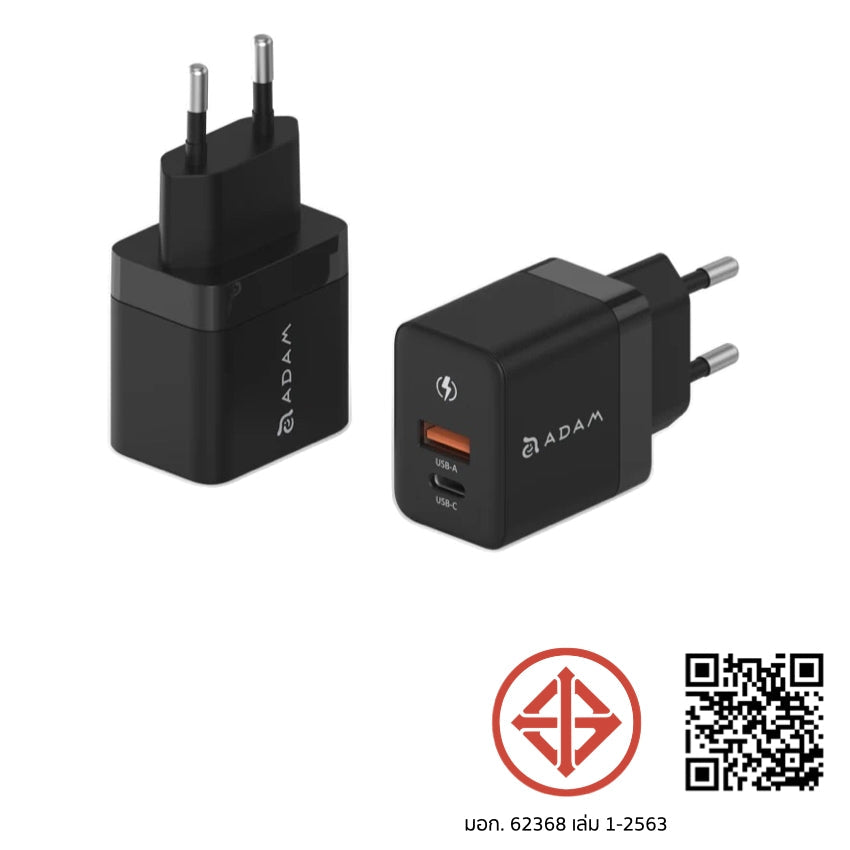 Adam Element OMNIA X35A GaN 35W USB-C and USB-A Compact Charger TH Plug-Black