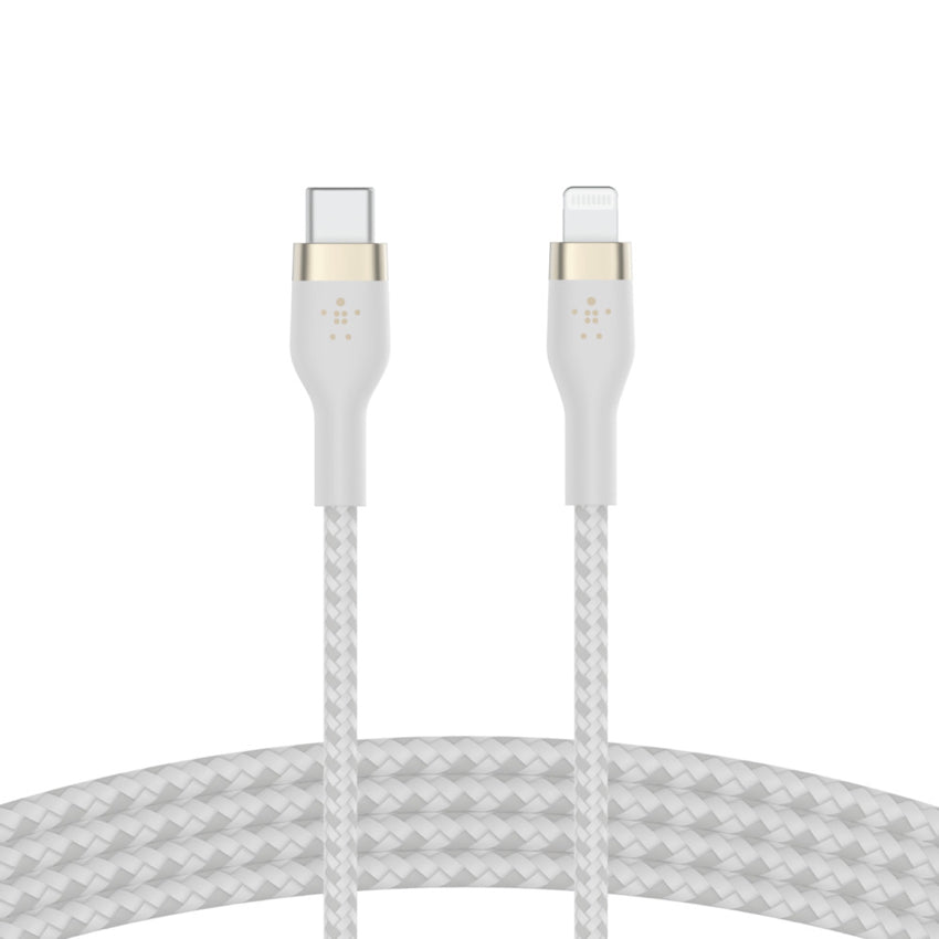 BELKIN BOOST CHARGE Pro Flex Double-Braided Silicone USB-C to Lightning 1M - White