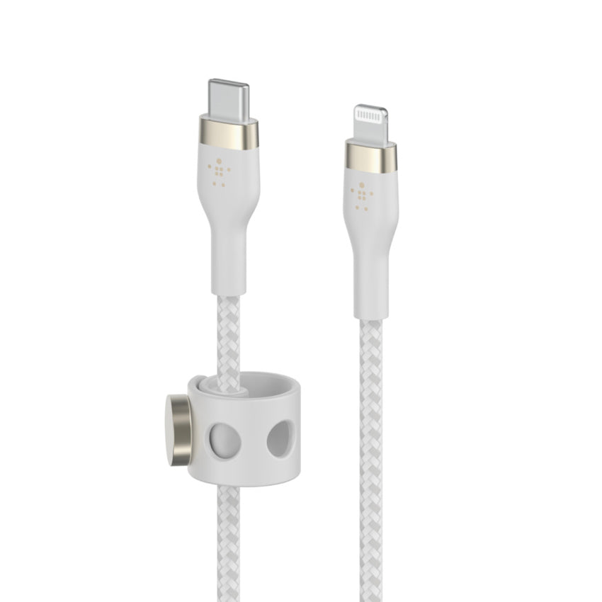BELKIN BOOST CHARGE Pro Flex Double-Braided Silicone USB-C to Lightning 1M - White