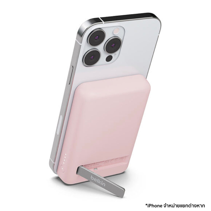 BELKIN BOOST CHARGE Magnetic 7.5W Wireless Power Bank 5K with Kickstand - Pink