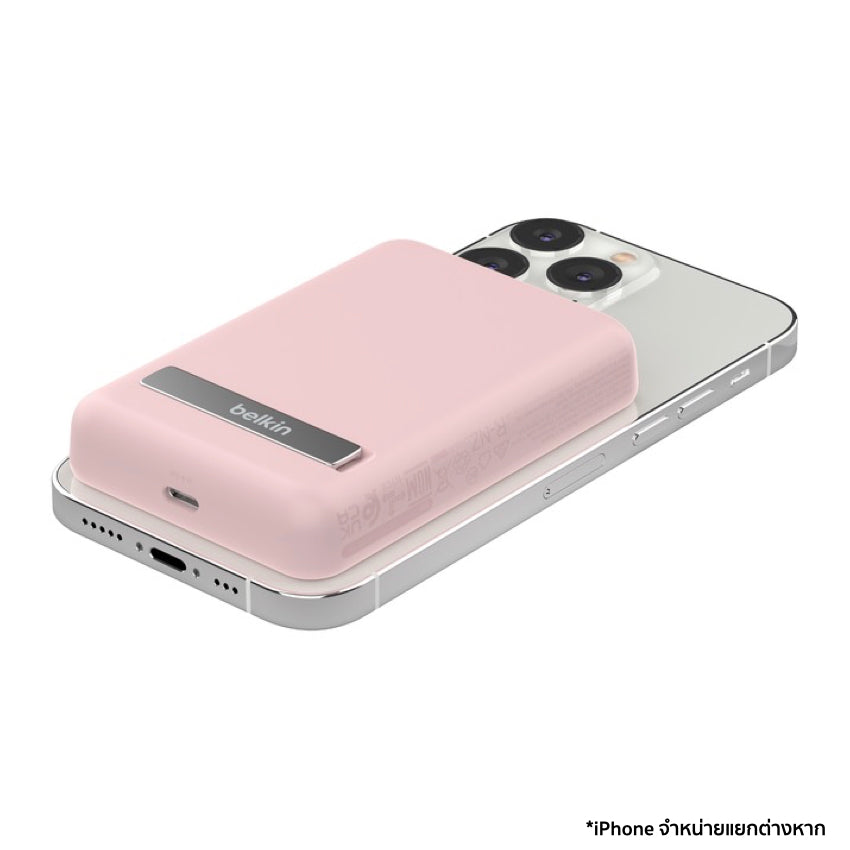 BELKIN BOOST CHARGE Magnetic 7.5W Wireless Power Bank 5K with Kickstand - Pink