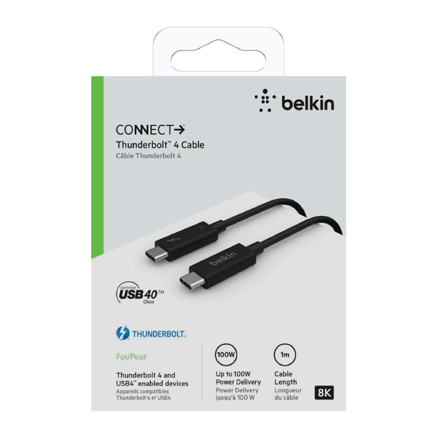 BELKIN ThunderBolt 4 Cable 40Gbps Transfer Speed 100W 4K (1 m)