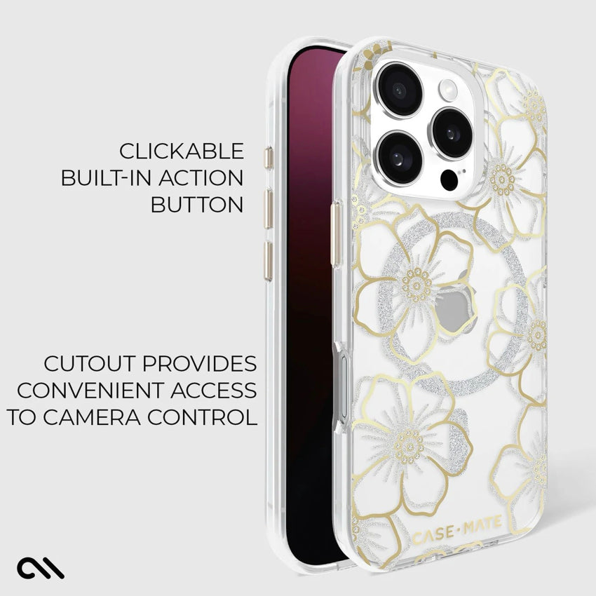CASE MATE Floral Gems Gold with Magsafe for iPhone 16 Pro
