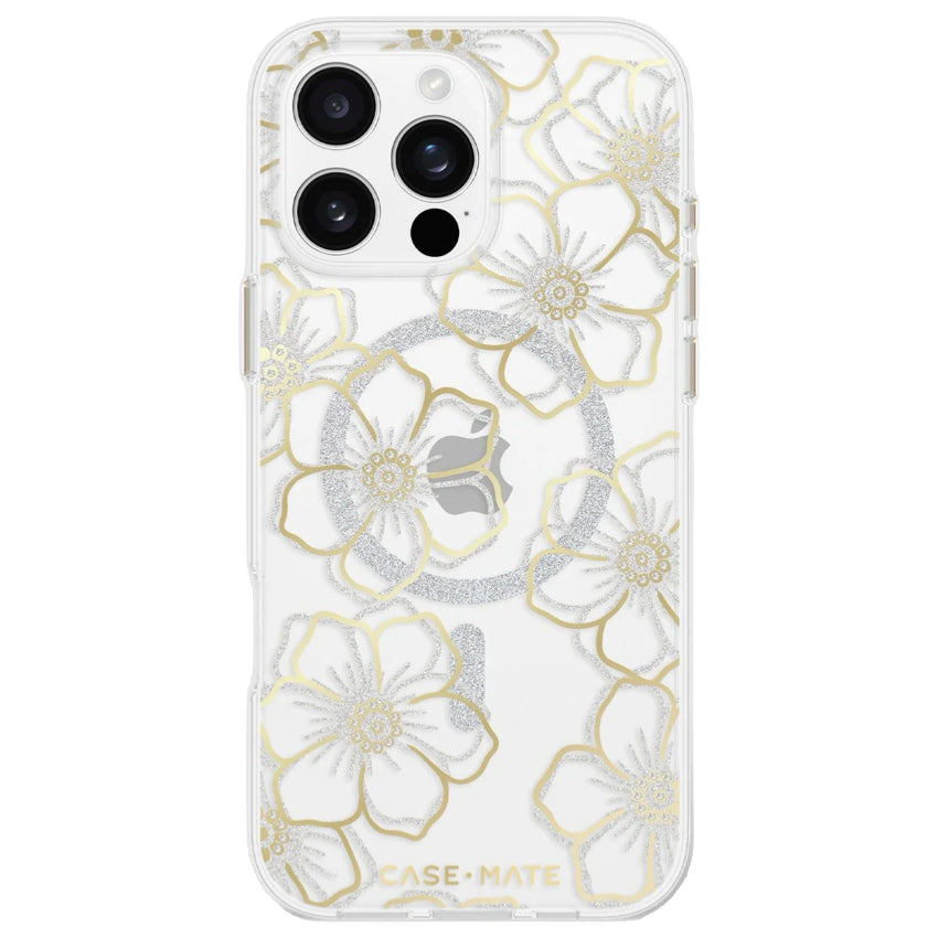 iPhone 16 Pro Max Case Case Mate Floral Gems Gold with MagSafe