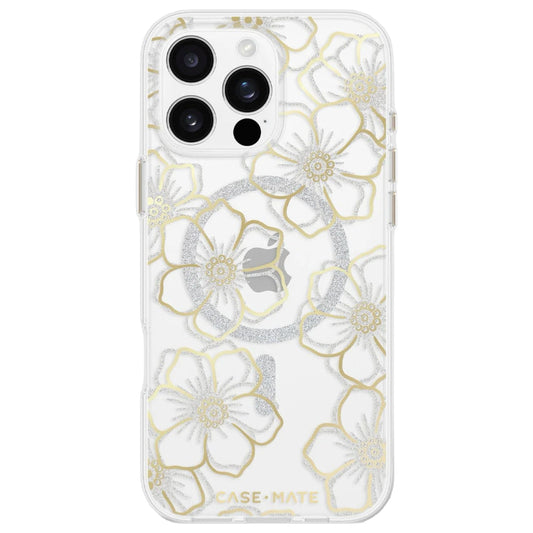 iPhone 16 Pro Max Case Case Mate Floral Gems Gold with MagSafe