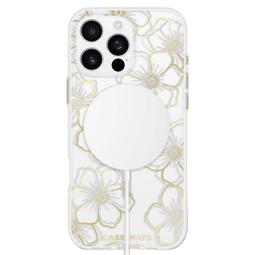 iPhone 16 Pro Max Case Case Mate Floral Gems Gold with MagSafe