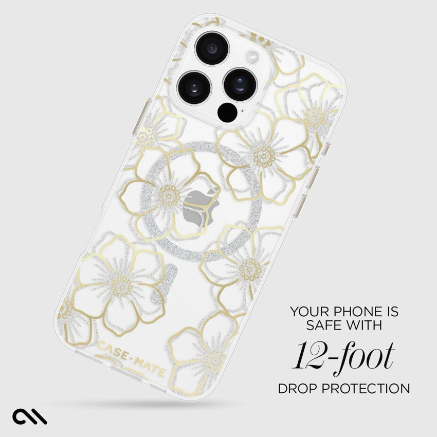 iPhone 16 Pro Max Case Case Mate Floral Gems Gold with MagSafe