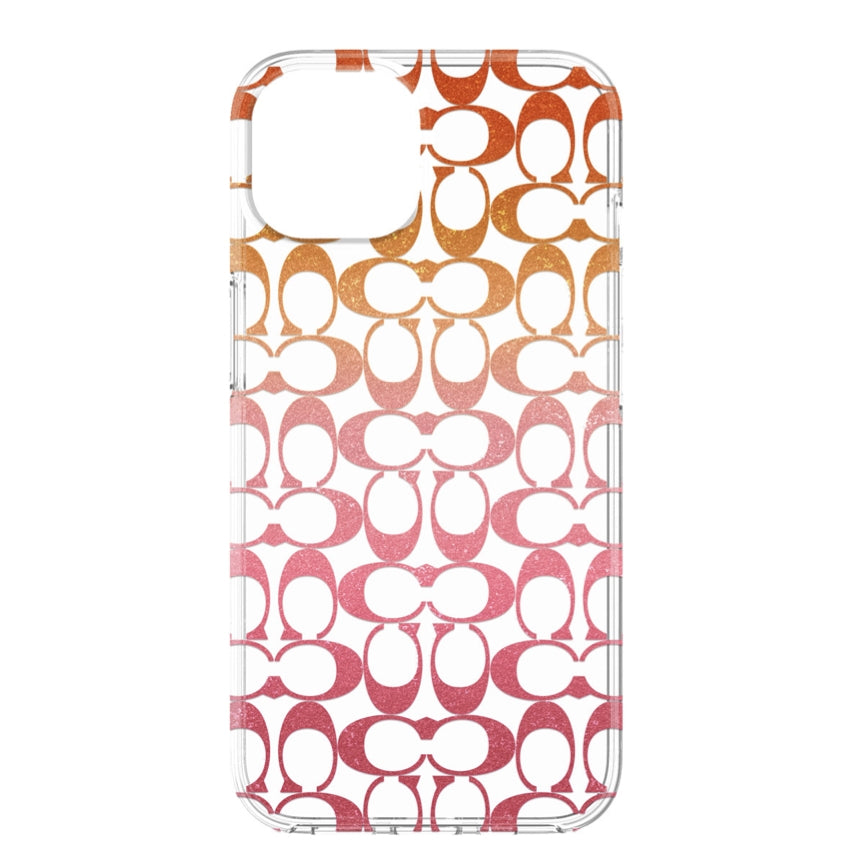 COACH Protective Case for iPhone 14 - Signature C Pink Ombre Glitter