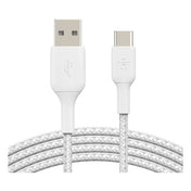 BELKIN Double Nylon Braided Sync and Charge 12W USB-A to C Cable 1M - White