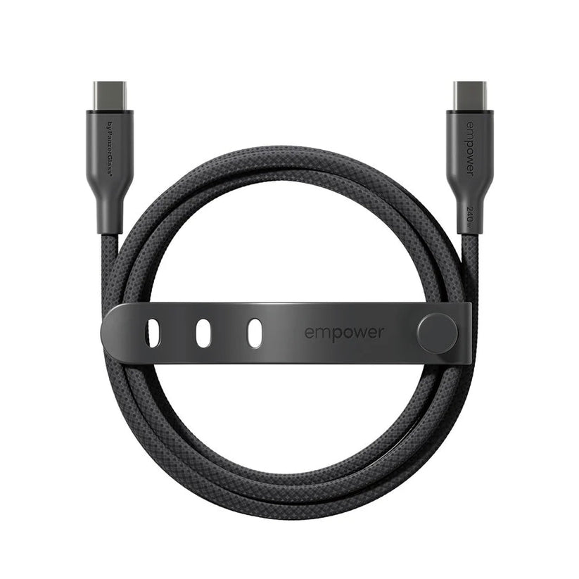 Cable Empower by PanzerGlass
 Racing C to C 240W 2M สี Space Black สายชาร์จ USB-C ดีไซน์พรีเมียม รองรับชาร์จเร็ว 240W