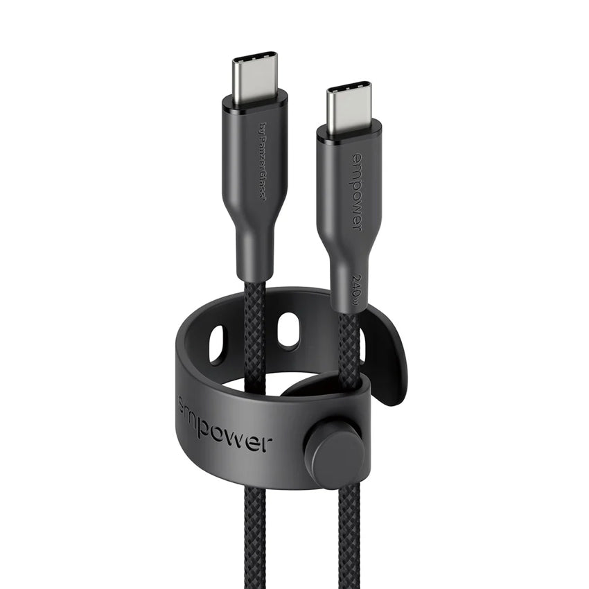 สายชาร์จ Empower by PanzerGlass Racing USB-C to USB-C Cable
 ความยาว 2 เมตร สี Space Black รองรับกำลังไฟสูงสุด 240W