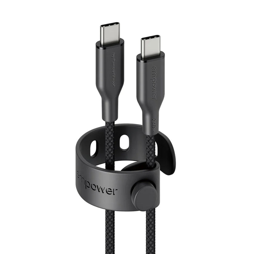 สายชาร์จ Empower by PanzerGlass Racing USB-C to USB-C Cable
 ความยาว 2 เมตร สี Space Black รองรับกำลังไฟสูงสุด 240W