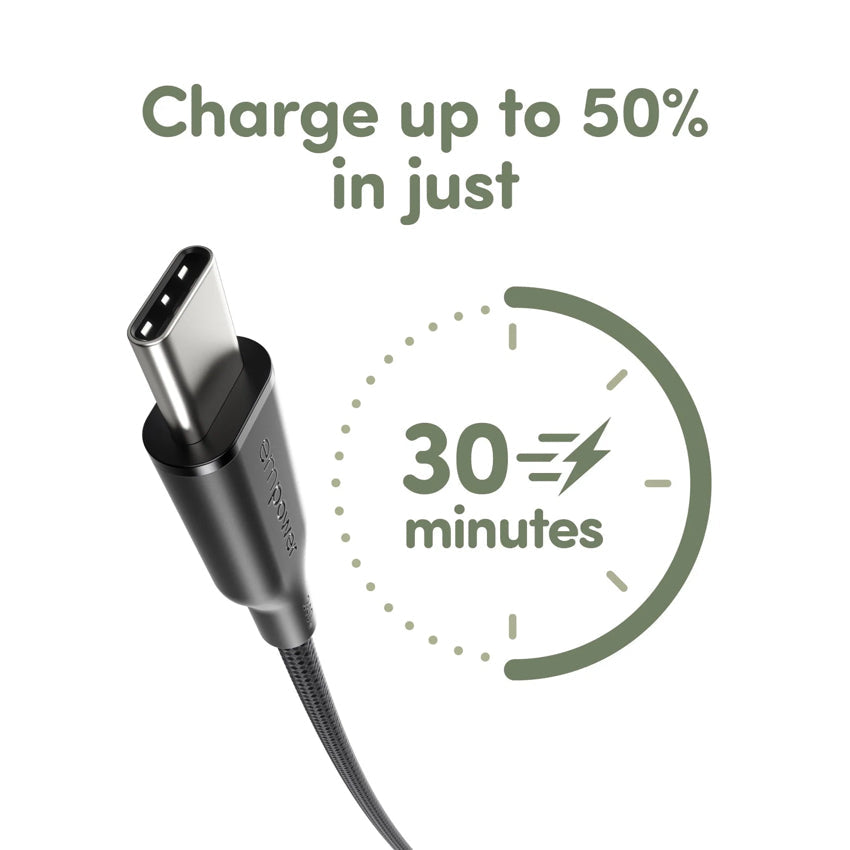Cable Empower Racing 240W สี Space Black ดีไซน์เรียบหรู พร้อมสายรัดจัดเก็บง่าย