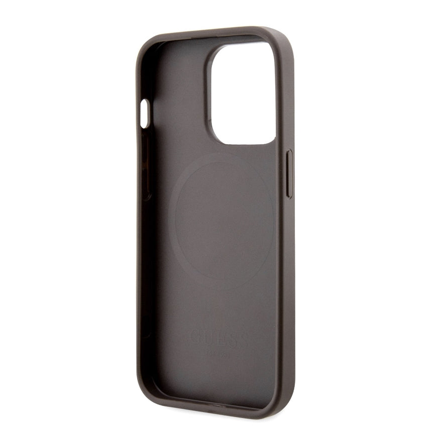 iPhone 14 Pro Case Guess PU 4G With Printed Stripes - Brown