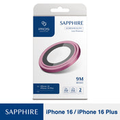 iPhone 16/16 Plus Lens Protector Imos Sapphire Aluminium Frame - Pink
