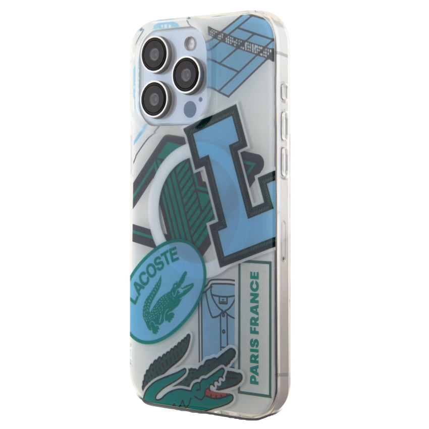 LACOSTE Mag Hard Case Double Layer for iPhone 15 Pro Max - Blue Patchs