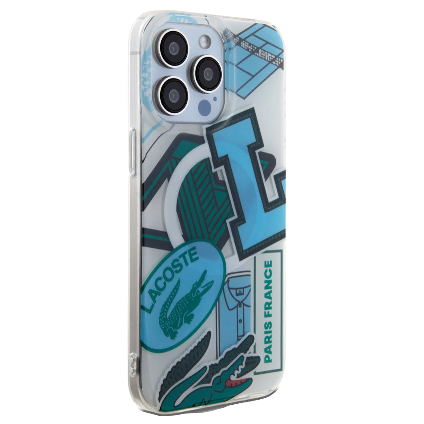 LACOSTE Mag Hard Case Double Layer for iPhone 15 Pro Max - Blue Patchs