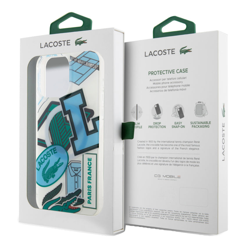 LACOSTE Mag Hard Case Double Layer for iPhone 15 Pro Max - Blue Patchs