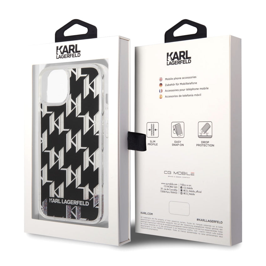iPhone 14 Plus Case Karl Lagerfeld Liquid Glitter Multicolor - Black