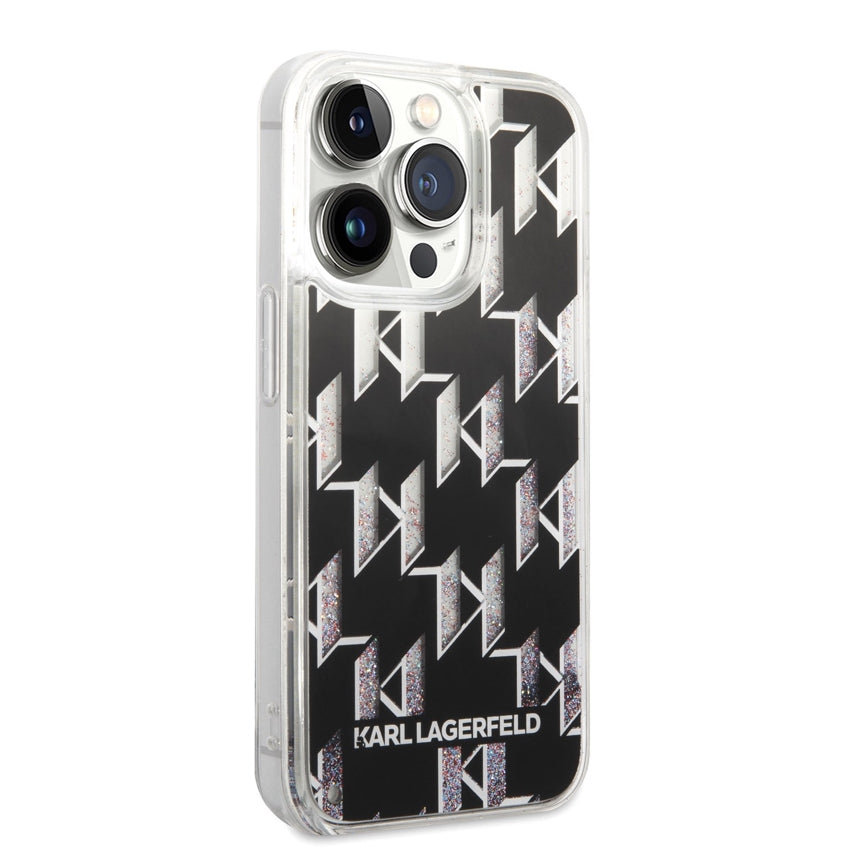 iPhone 14 Pro Case Karl Lagerfeld Liquid Glitter Multicolor - Black