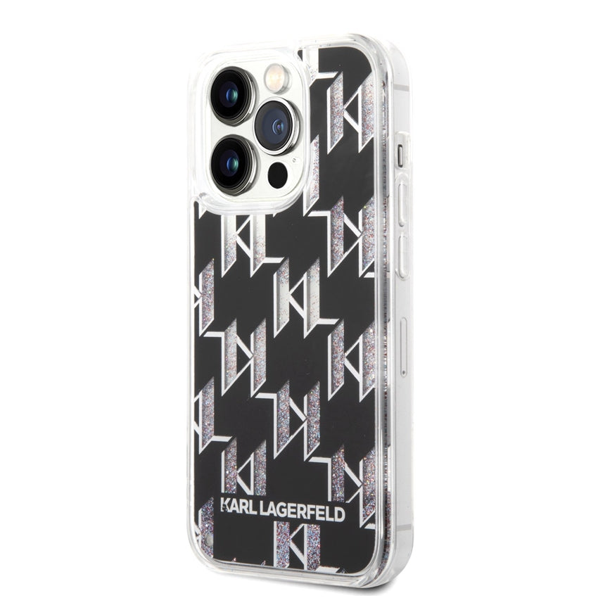iPhone 14 Pro Case Karl Lagerfeld Liquid Glitter Multicolor - Black