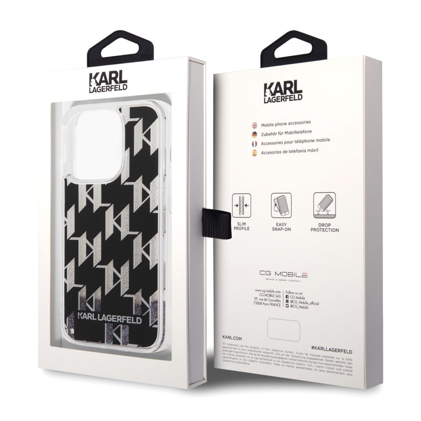 iPhone 14 Pro Case Karl Lagerfeld Liquid Glitter Multicolor - Black