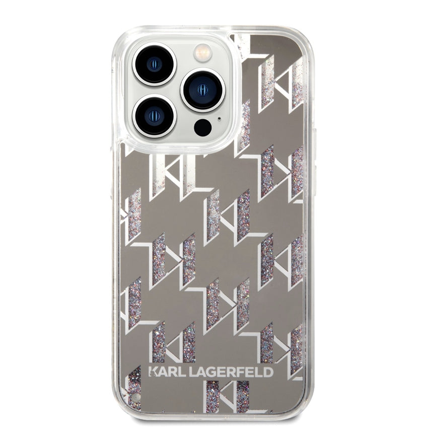 iPhone 14 Pro Case Karl Lagerfeld Liquid Glitter Multicolor - Silver