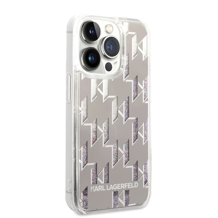 iPhone 14 Pro Case Karl Lagerfeld Liquid Glitter Multicolor - Silver