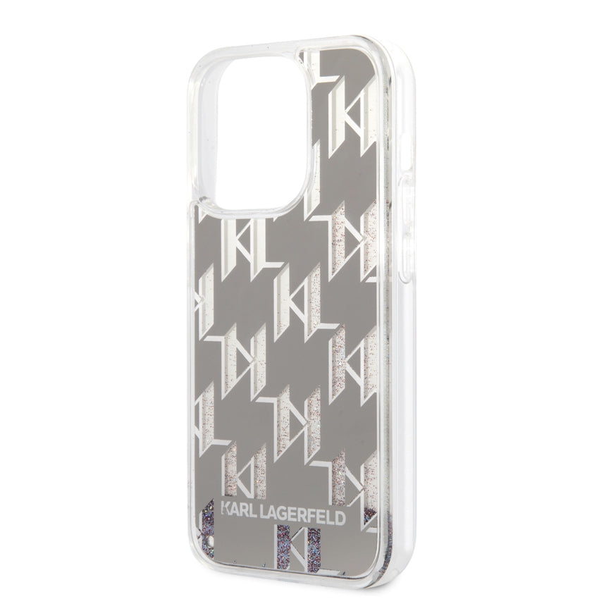 iPhone 14 Pro Case Karl Lagerfeld Liquid Glitter Multicolor - Silver
