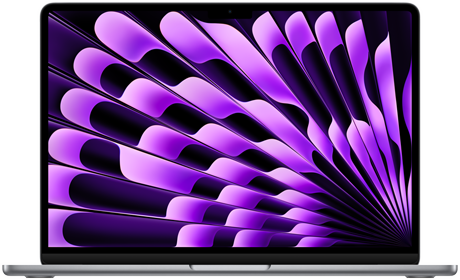 มุมมองด้านหน้าของ MacBook Air รุ่น 13 นิ้ว สีเทาสเปซเกรย์