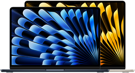 มุมมองด้านหน้าของ MacBook Air รุ่น 13 นิ้ว และ 15 นิ้ว