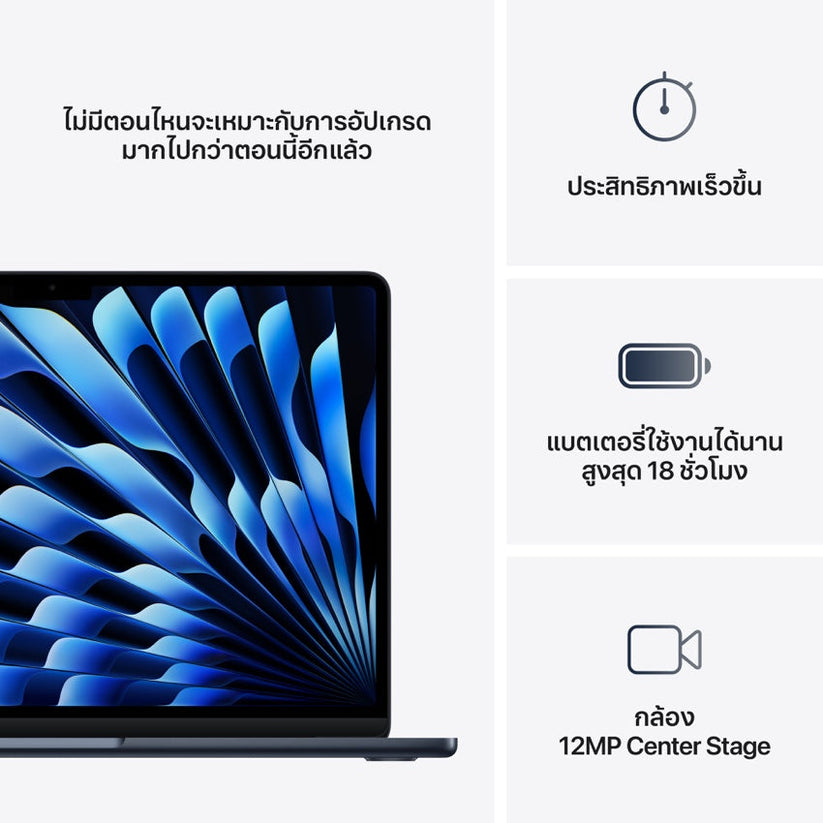 Apple Macbook Air 13 inch Apple M4 with 10-core CPU and 8-core GPU RAM 16GB 256GB - Midnight (ENG)