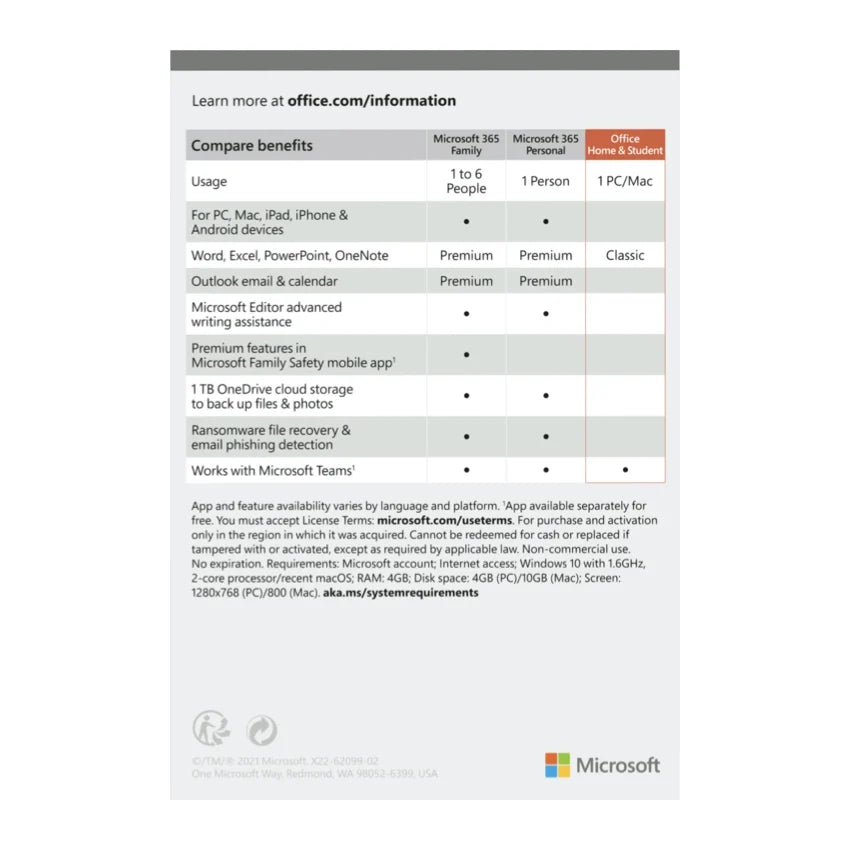 Microsoft Office Home and Student 2021 English